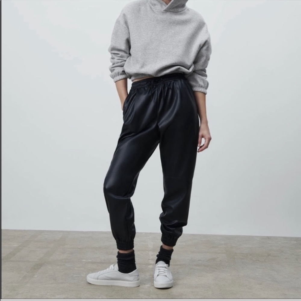 Black leather joggers. Never worn!